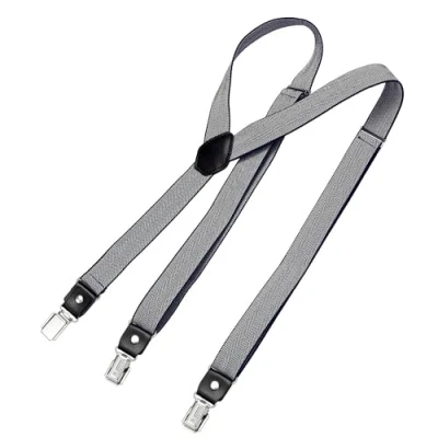 Afbeelding van DonDon Smalle bandjes van 2,5 cm, 3 clips, Y vorm, elastisch en in lengte verstelbaar, Donkerblauw visgraatpatroon, één maat, visgraatpatroon