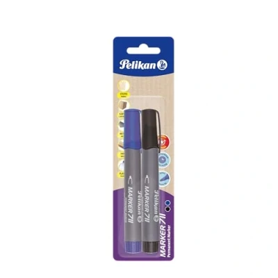 Afbeelding van Pelikan permanente marker 407 F 2 stuks zwart/blauw