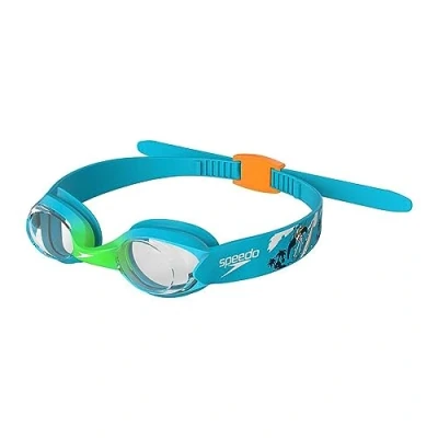 Image de Speedo Infant Illusion Lunettes de natation Ajustement sécurisé Anti buée fuite, Azur/Vert fluo/Orange fluo, Taille unique