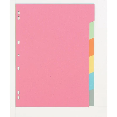 Afbeelding van Pergamy tabbladen ft A4, 11 gaatsperforatie, extra sterk karton, geassorteerde kleuren, 6 tabs