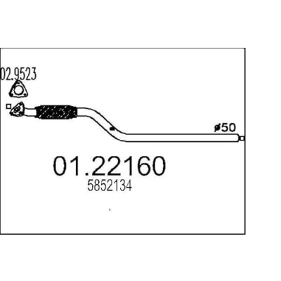 Afbeelding van MTS 01.22160 Uitlaatpijp 1300 voor middendemper OPEL: Astra G CC, Convertible, Zafira A