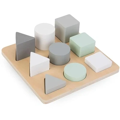 Afbeelding van Mamabrum puzzel van hout, sorteerder, speelgoed voor kinderen 2 jaar met 9 kleurrijke blokken, geometrische vormen, sokkel 18 cm, educatieve de ontwikkeling motoriek en logica