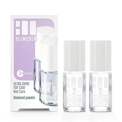Afbeelding van BELWEDER Hoogglanzende uithardingslak met diamantpoeder, 2 x 7,5 ml versterkt zachte, broze en gestreepte nagels transparante glans toplaag verrijkt diamantpoeder