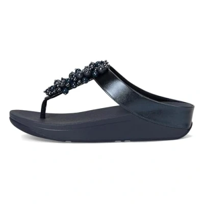 Afbeelding van Fitflop Fino Bauble bead Toe post sandalen voor dames, Navy Blauw