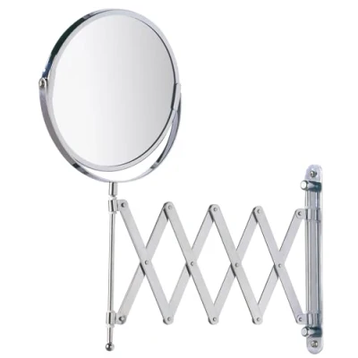 Image de Wenko miroir cosmétique mural télescope exclusif orientable, 100% et 300%, chrome, ø 17 cm, longueur de bras 12 a 50 cm