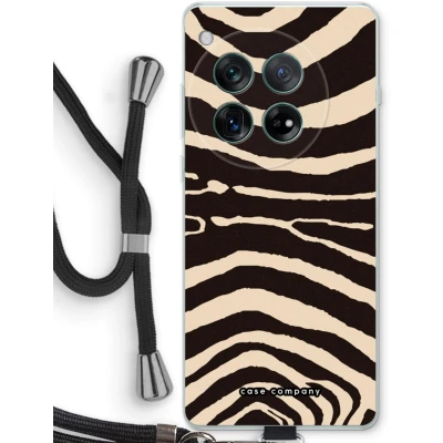 Afbeelding van Case Company® hoesje met Koord geschikt voor OnePlus 12r Arizona Zebra Telefoonhoesje Zwart Bescherming aan alle Kanten en Over de Schermrand