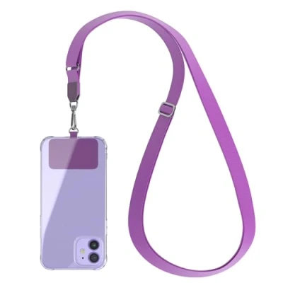 Afbeelding van EAZY CASE Universele telefoonketting geschikt voor alle smartphones, omhangketting, brede bandbekleding, smartphone ketting onderweg, telefoonarmband kan met elke hoes worden gecombineerd lila