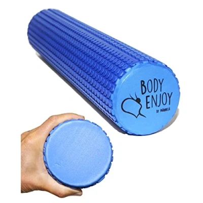 Afbeelding van Medium fasciarol voor rug, wervelkolommassage rugstrekker Ø 9,5 cm x 43 (oceaanblauw), yoga pilates fascia foam roller nek en rugpijn triggerpoint behandeling