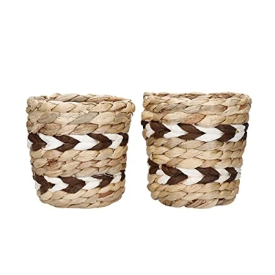 Afbeelding van KitchenCraft Indoor plantenpot (set van 2) waterhyacint Natuurlijke Geweven met Gestreept Ontwerp