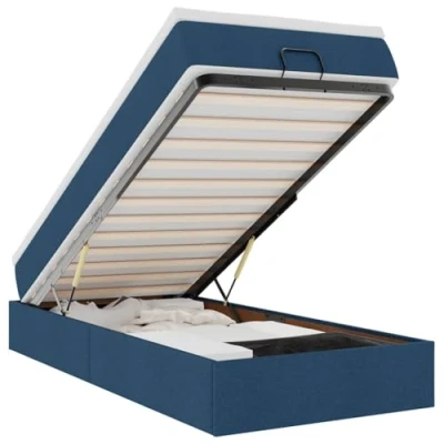 Afbeelding van vidaXL Bedframe met matras 90x200cm stof blauw