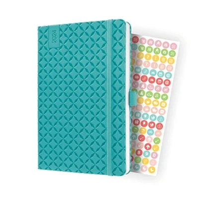 Afbeelding van Sigel agenda 2024 Jolie Flair A5 hardcover 7 dagen / 2 pagina&#039;s aqua green SI J4103