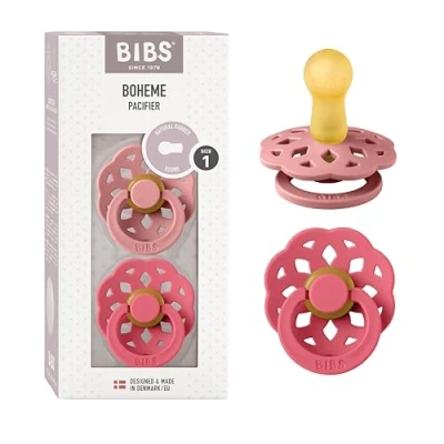 Afbeelding van Bibs Fopspeen Boheme Round Dusty Pink / Coral Size 1 (2 stuks)