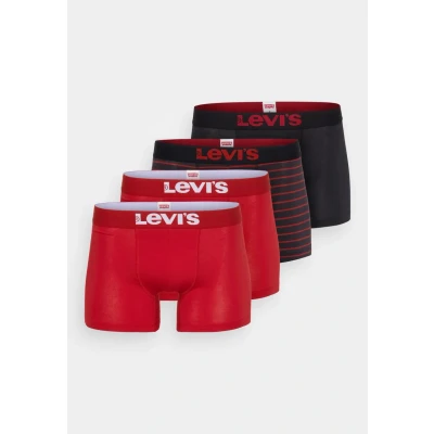 Afbeelding van Levi&#039;s MEN Solid Basic Vintage Stripe 4 PACK Onderbroeken, Heren, Maat: Small, Red/black