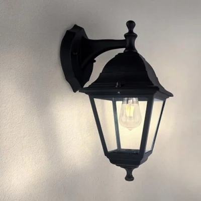 Afbeelding van Ledvion Wandlamp Buitenlamp, Buiten Verlichting, Tuinverlichting, Klassieke Lamp, Vela S, Zwarte E27 Fitting, Aluminium