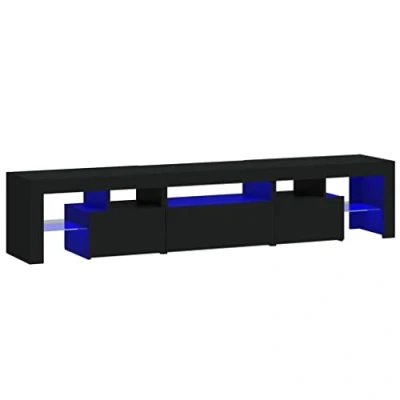 Image de vidaXL Meuble TV avec lumières LED Noir 200x36,5x40 cm3152811