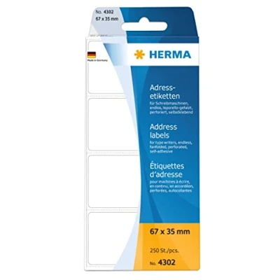 Afbeelding van Etiket HERMA adres 4302 67x35mm 250stuks zig zag