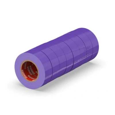 Afbeelding van ERKO Set van 8 paarse isolatietape 19 mm x 20 m PVC Voor het repareren elektrische kabels Zeer flexibel met sterke hechting Chemisch bestendig Waterdicht