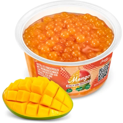 Afbeelding van Inspire Food Company Bubble Tea Parels Popping Boba Pearls Fruitparels Mango smaak 450 gram