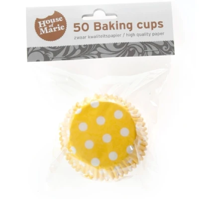 Afbeelding van Cupcake Cups HoM Polkadot Geel 50x33mm. 50st.