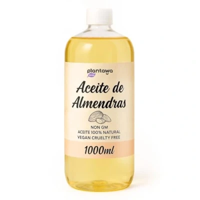 Afbeelding van PLANTAWA Zoete amandelolie, 1 l, 100% natuurlijk, plantaardige oorsprong, veelzijdig inzetbaar, grondstof, bevat vitamine E, duurzaam, bruin