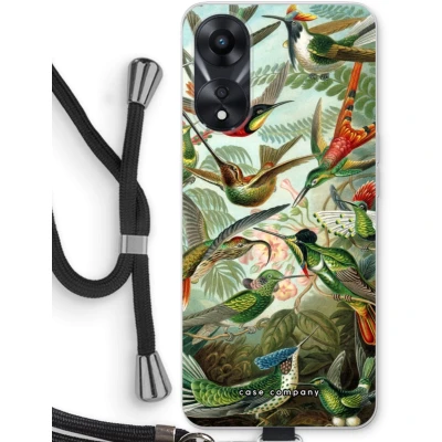 Afbeelding van Case Company® hoesje met Koord geschikt voor Oppo A58x Haeckel Trochilidae Telefoonhoesje Zwart Bescherming aan alle Kanten en Over de Schermrand