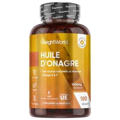 Afbeelding van WeightWorld Teunisbloemolie capsules 1000 mg 180 vegan softgel voor 6 maanden voorraad Met Omega en 9 als linolzuur oliezuur