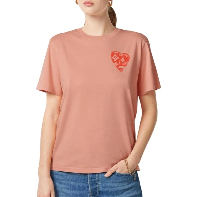 Afbeelding van Scotch &amp; Soda Chest Artwork Regular FIT Tshirt print, Dames, Maat: Medium, Peach pink