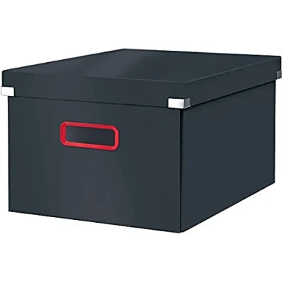 Afbeelding van Leitz Cosy Click &amp; Store Middelgrote A4 Opbergdoos 85% Gerecycled Karton Opvouwbare Archiefdoos met Deksel 28.1 x 20 37 cm (BxHxD) Fluweel Grijs