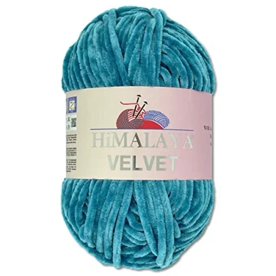 Afbeelding van Wohnkult Himalaya Velvet Dolfijnwol, 100 g, 40 kleuren om uit te kiezen, chenille breigaren, wollig en glanzend, voor accessoires, kleding dekens (90041), Pacifisch blauw