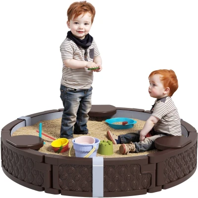 Afbeelding van AIYAPLAY Sandkasten Kunststoff, Polyester 120L x 120B 22H cm Braun