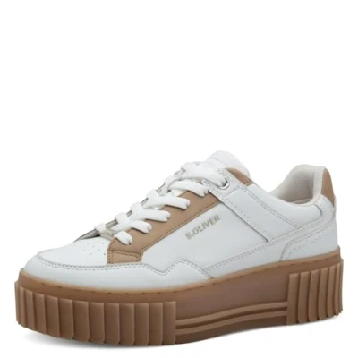 Afbeelding van s.Oliver Lage damessneakers van synthetisch tot veters, wit (WHITE COMB.), 39, Witte kam, 39 EU