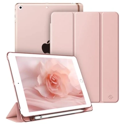 Afbeelding van Fintie Hoes met Pennenhouder voor iPad 9.7&quot; 2018/2017, Ultradunne Superlichte Beschermhoes transparante Zchterkant Case Cover Automatische Slaap/Waak 6e/5e Generatie, (Roségoud)