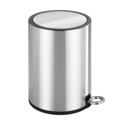 Afbeelding van WENKO Cosmetische pedaalemmer Monza Easy Close roestvrij staal glanzend cosmetica emmer, vuilnisemmer met automatische daling, inhoud: 3 l, staal, 18,5 x 25,5 24,5 cm,