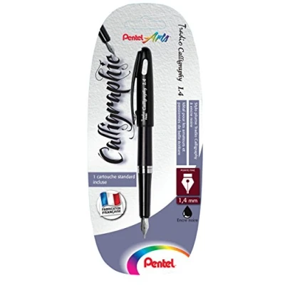 Afbeelding van Pentel Tradio Calligraphy kalligrafie vulpen, fijne punt, 1,4 mm, zwart