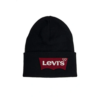 Afbeelding van Levi&#039;s Oversized Batwing Beanie herenmuts, Blauw (Navy Blue 17), Eén maat, (blauw 17)