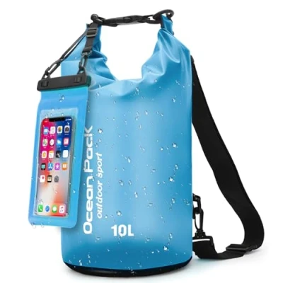 Afbeelding van waterdichte tas met en riemen, rugzak voor outdoor, camping watersport, 5 l, 10 20 licht duurzaam, strand peddeltas, Blauw