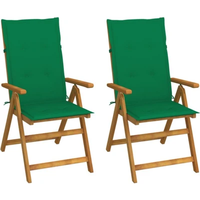 Afbeelding van Tuinstoelen 2 st verstelbaar met kussens massief acaciahout