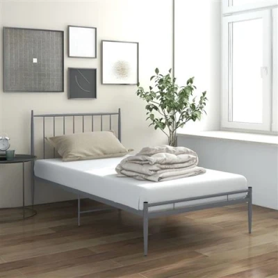 Afbeelding van Bedframe metaal grijs 100x200 cm