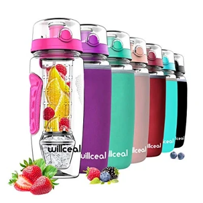 Afbeelding van willceal 950 ml Duurzame Fruit Infuser Waterfles met Verwijderbare Gel Bal, Groot BPA Vrij Tritan, Flip Top Deksel, Lekvrij Sport, Camping, roze