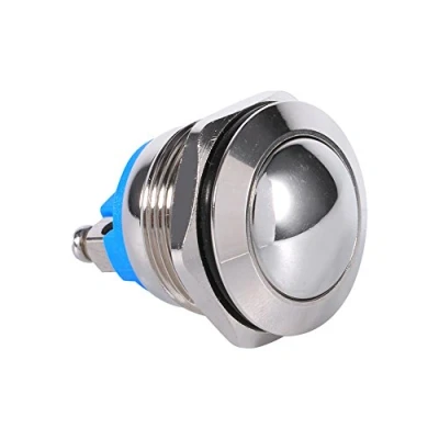 Afbeelding van Keenso Waterdichte metalen schakelaar, 19 mm, startknop, vergrendelingsknop, aan/uit, momentschakelaar, drukknop, 12 V, 3 A, van messing