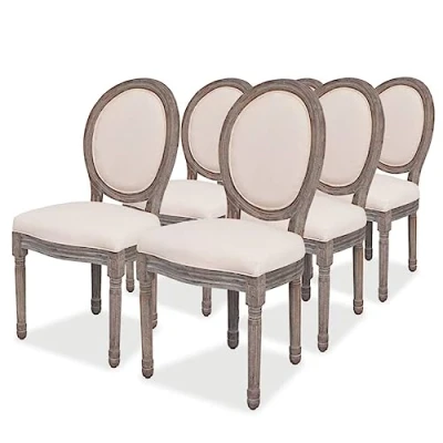Image de vidaXL Chaises à manger lot de 6 crème tissu