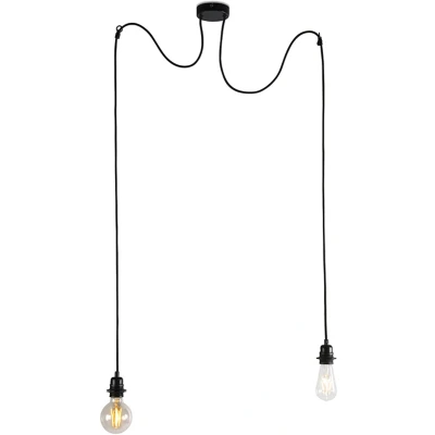 Afbeelding van QAZQA Hanglamp zwart 2 lichts Cava