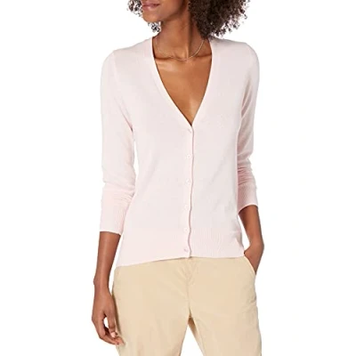 Image de Amazon Essentials Cardigan léger à col en V (grande taille disponible) Kvinnors, Rose Clair, XXL