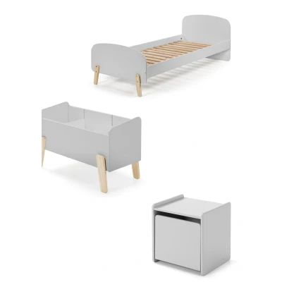 Afbeelding van LUCEVI Kiddy bed + Nachtkastje Speelkoffer Cool Grey 90x200 cm