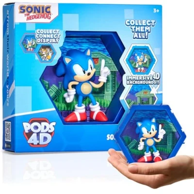 Afbeelding van WOW! PODS 4D Classic Sonic Uniek verzamelfiguur met bobbelkop die uit hun wereld breekt in de jouwe Wanddisplay of plank speelgoed en geschenken Serie 1 nr. 483