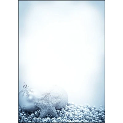 Afbeelding van SIGEL DP081 kerstbriefpapier, kerstdecoratie, 21 x 29,7 cm, 90 g/m², wit en blauw, 100 vellen