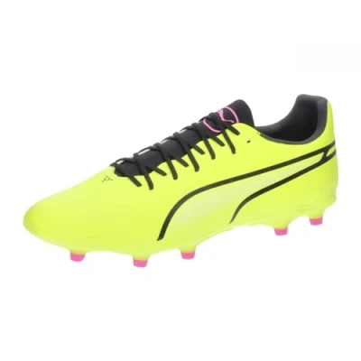 Afbeelding van Puma KING PRO FG/AG Voetbalschoenen met kunststof noppen, Heren, Maat: 40, Electric lime/black/poison pink Kunststof/ textiel