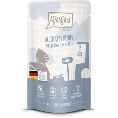 Afbeelding van 12x125g MjAMjAM Quetschie Kip nat kattenvoer