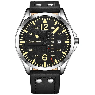 Afbeelding van Stührling Zwart Pilotenhorloge Kwarts 44 mm Horloge Heren