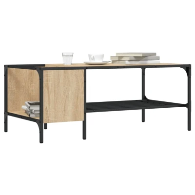 Afbeelding van Salontafel met rek 100x51x40 cm bewerkt hout sonoma eikenkleur